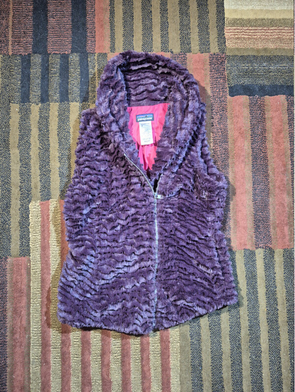 Patagonia Pelage Fleece Vest Women's S Purple Asymmetric Zip